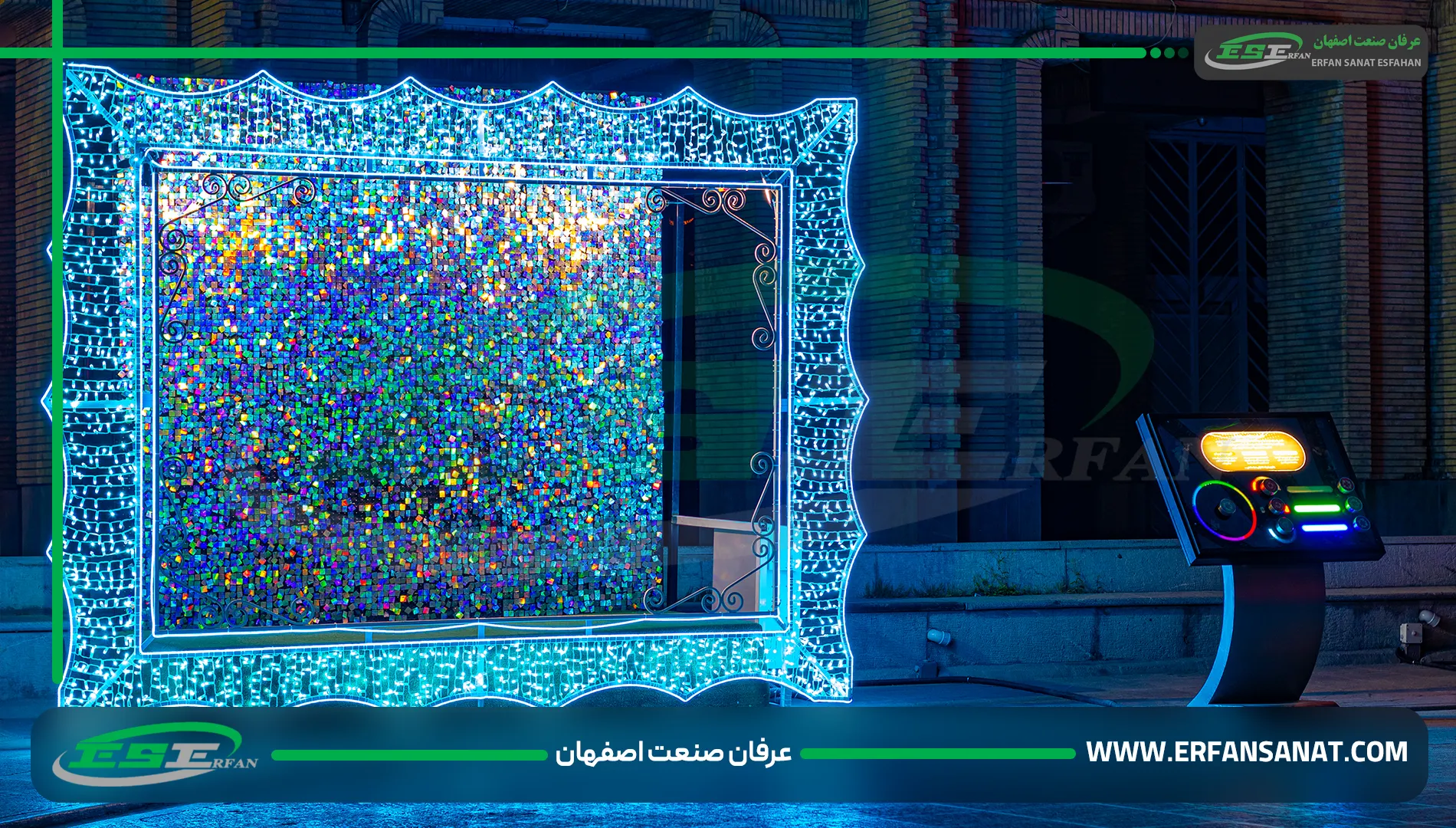 ریسه مدل انگشتی فولکالر استفاده شده در المان شهری قاب عکاسی نوری برای استفاده در شب